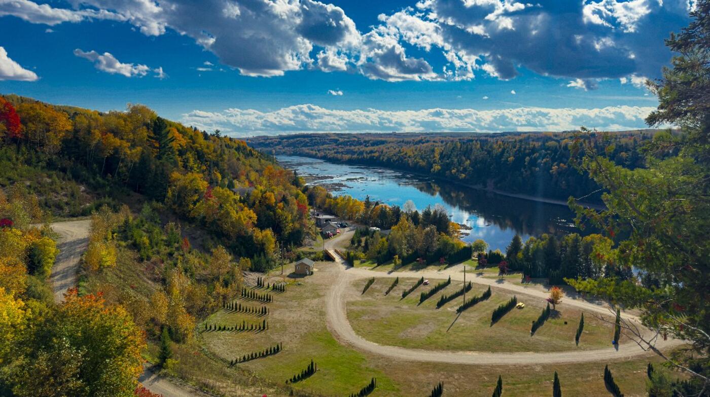 Eagle Falls Campground aerial view in autumn