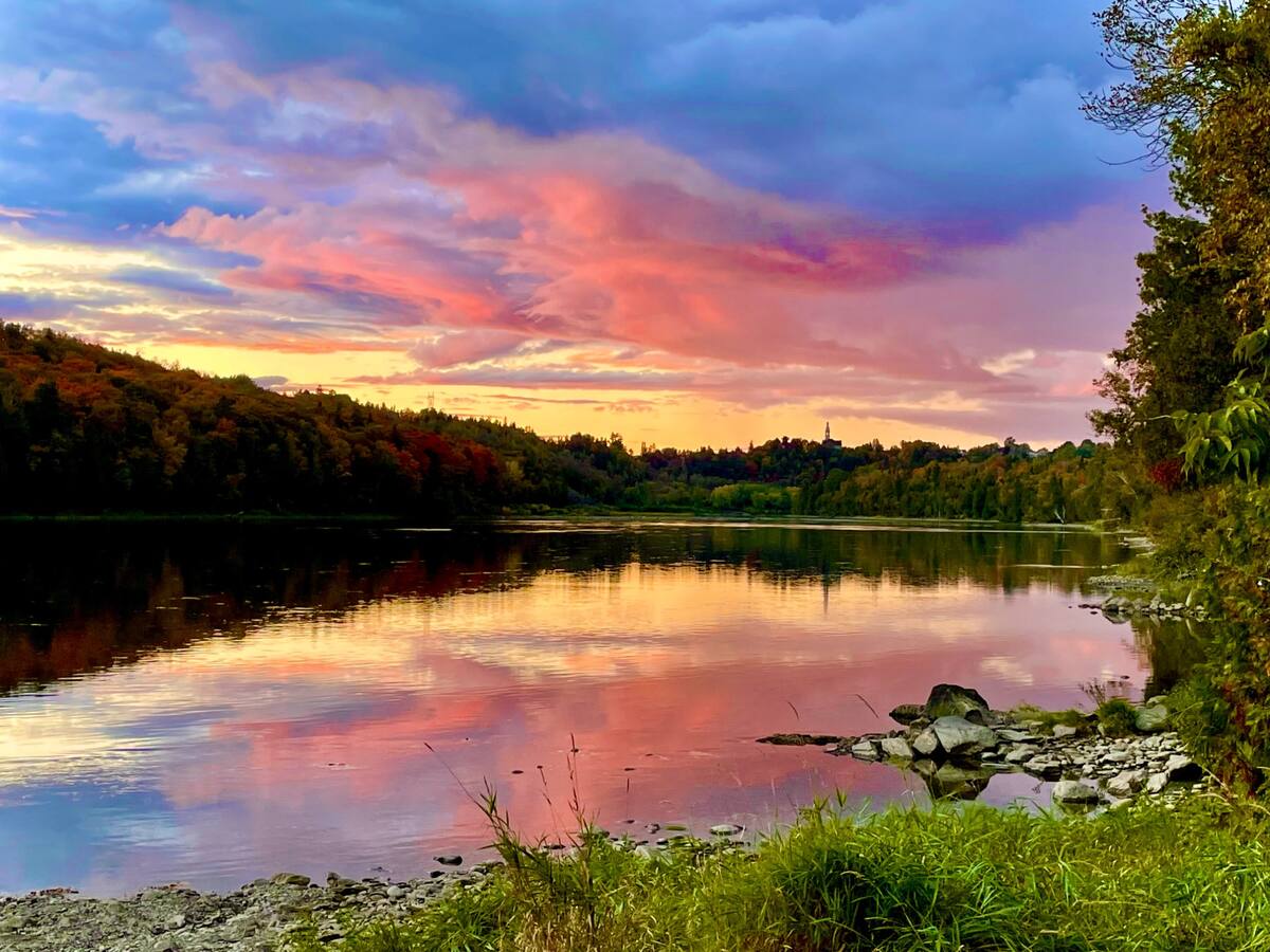 Autumn sunset on the St. John River at Eagle Falls