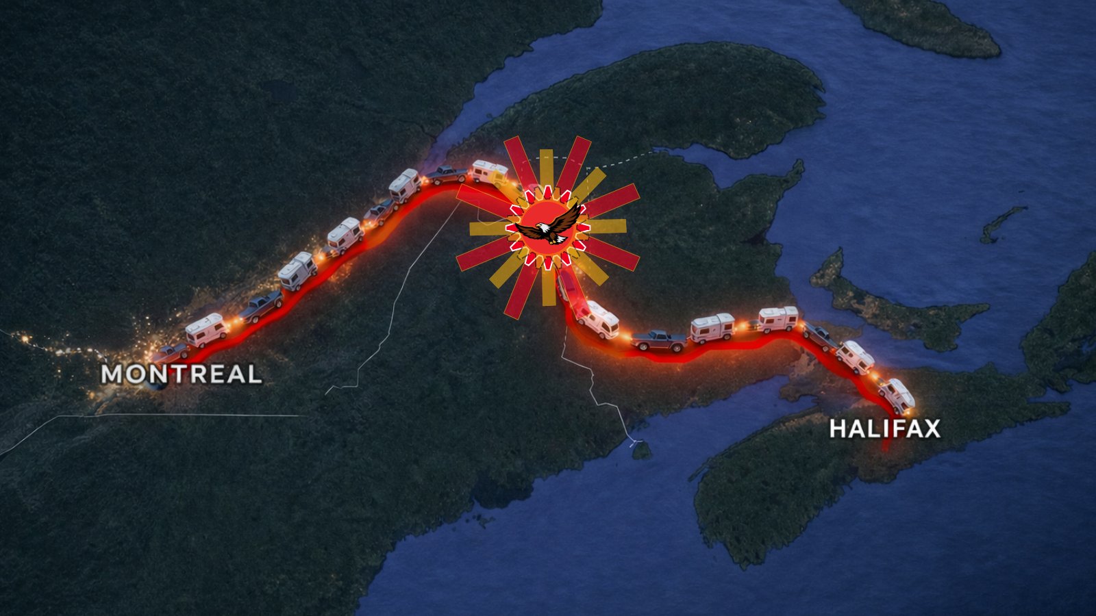 Montreal-Halifax Corridor map showing Eagle Falls strategic location