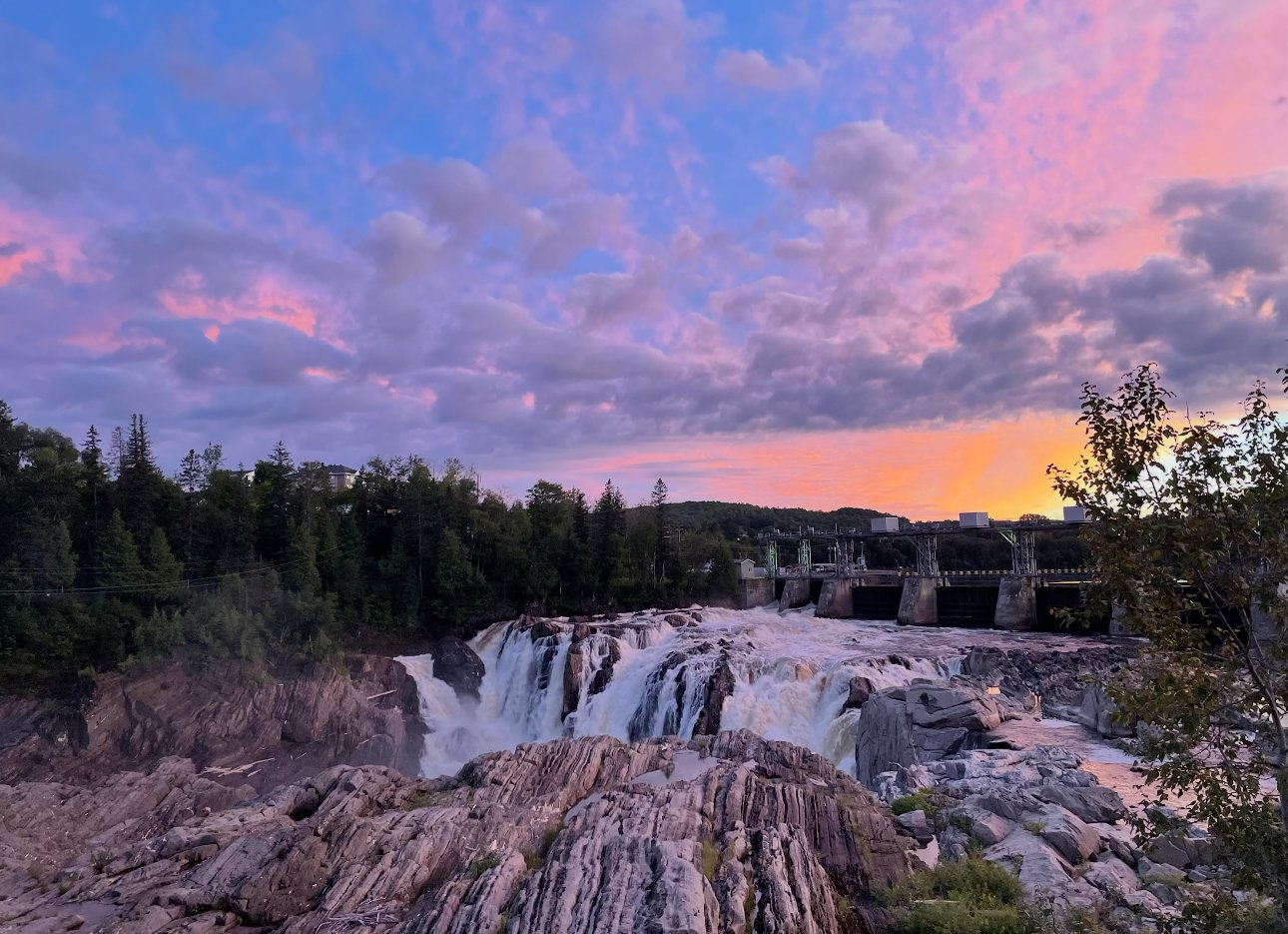 Grand Falls waterfall at sunset - the centrepiece of the Grand Falls region