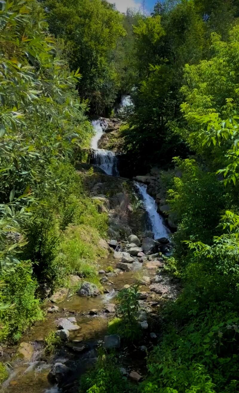 Waterfall trail at Eagle Falls in summer
